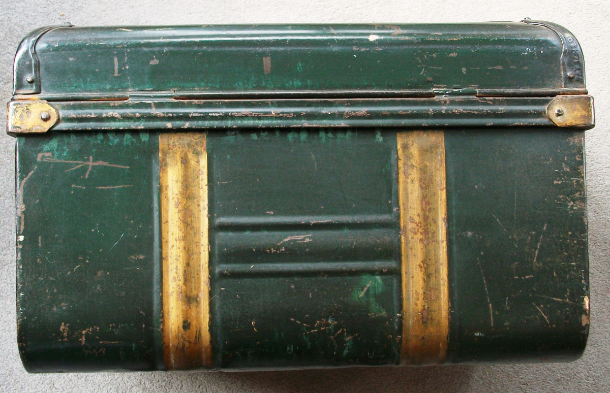 Antique  Painted Metal Trunk